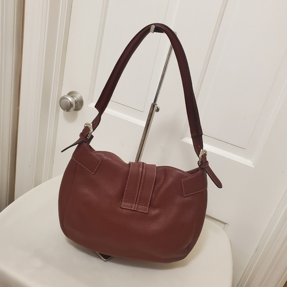 CATS Burgundy Pebble Grain Leather Hobo Bag, Classic - Picture 9 of 13